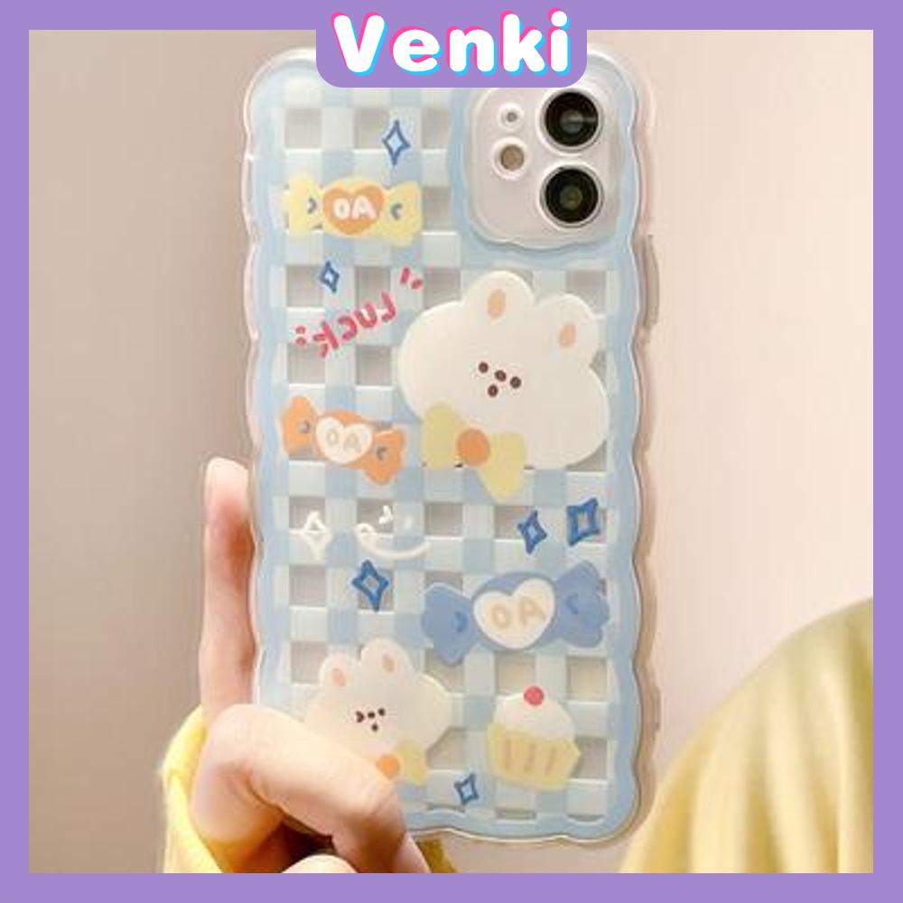 iPhone Case Silicone Soft Case Clear Case Wave Non-Slip Shockproof Camera Full Coverage Protection Bear Cute Blue For iPhone 13 Pro Max iPhone 12 Pro Max iPhone 11 iPhone 7 Plus