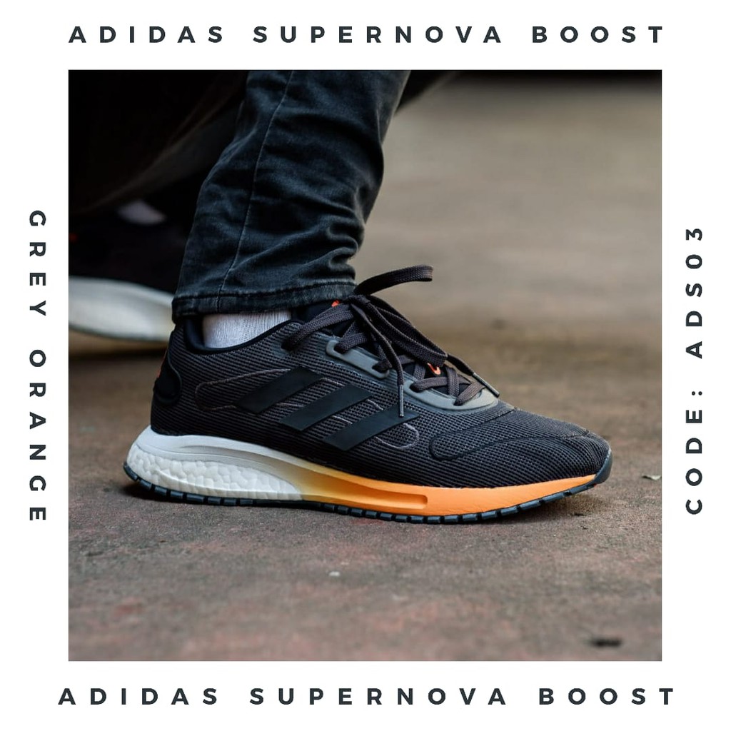 SEPATU PRIA ADIDAS SUPERNOVA RDY BOOST ORIGINAL BLACK ORANGE