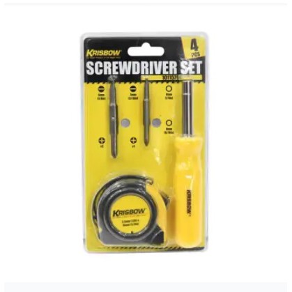 Obeng Plus Minus KRISBOW Screwdriver Set Dan Meteran