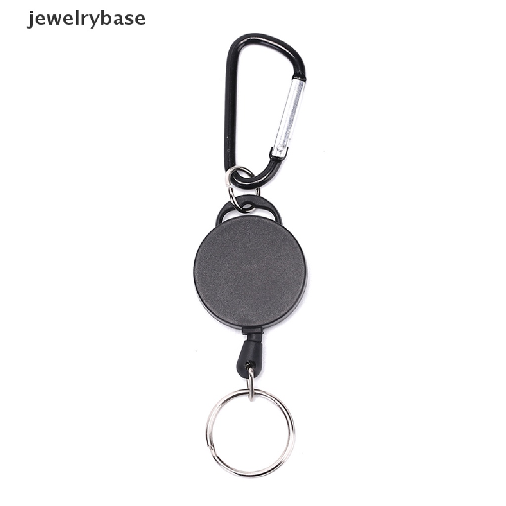 (jewelrybase) Gantungan Kunci / Lencana / Ikat Pinggang Retractable Bahan Baja Warna Hitam