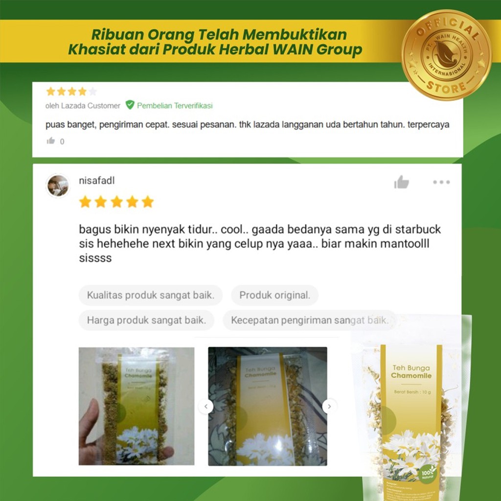 [PAKET SEHAT] - Teh Bunga Chamomile &amp; Bunga Telang Minuman Sehat Relaksasi Mengatasi Sulit Tidur Insomnia Original