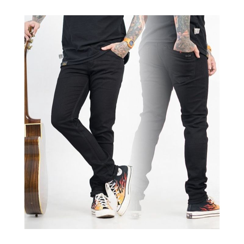 Celana jeans pria hitam /denim / premium/ celana jeans stretch premium