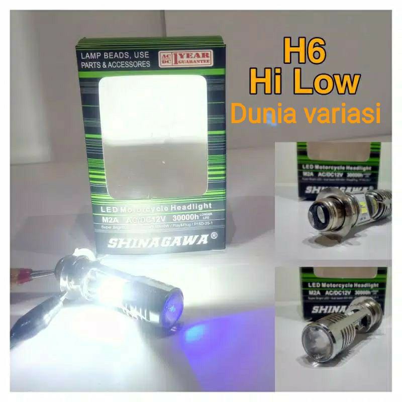 LAMPU LED H6 SHINAGAWA 8 LED PETIR LENSA BIRU DC