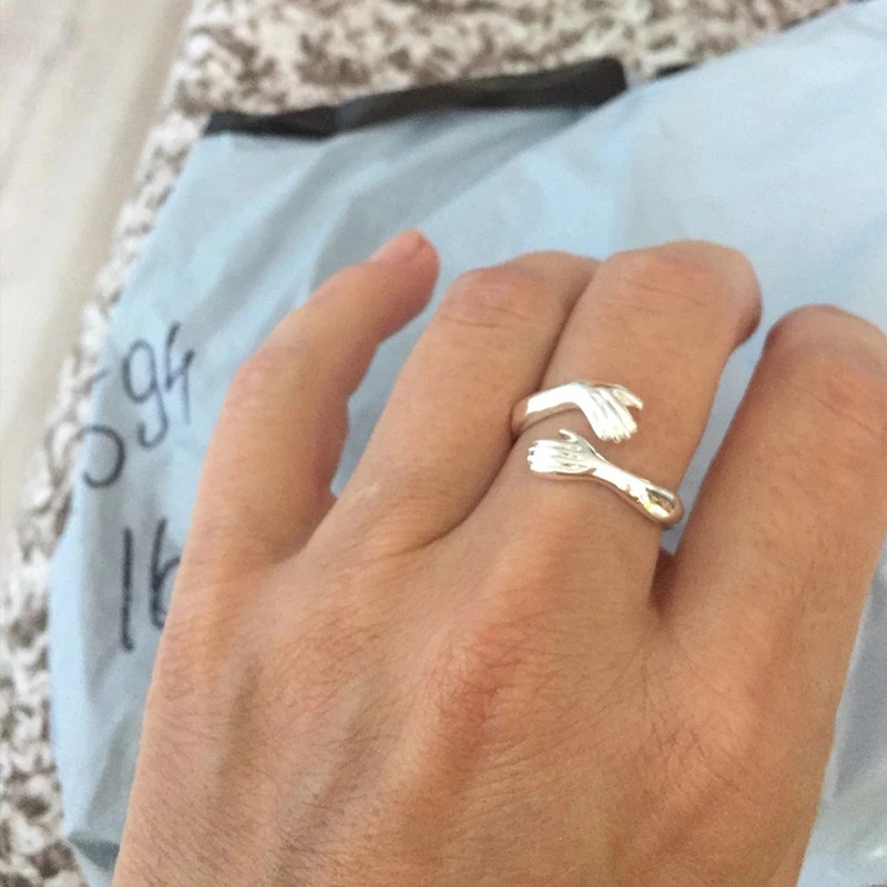 Cincin Sterling Silver 925 Model Terbuka Adjustable Bentuk Tangan Antik Untuk Wanita