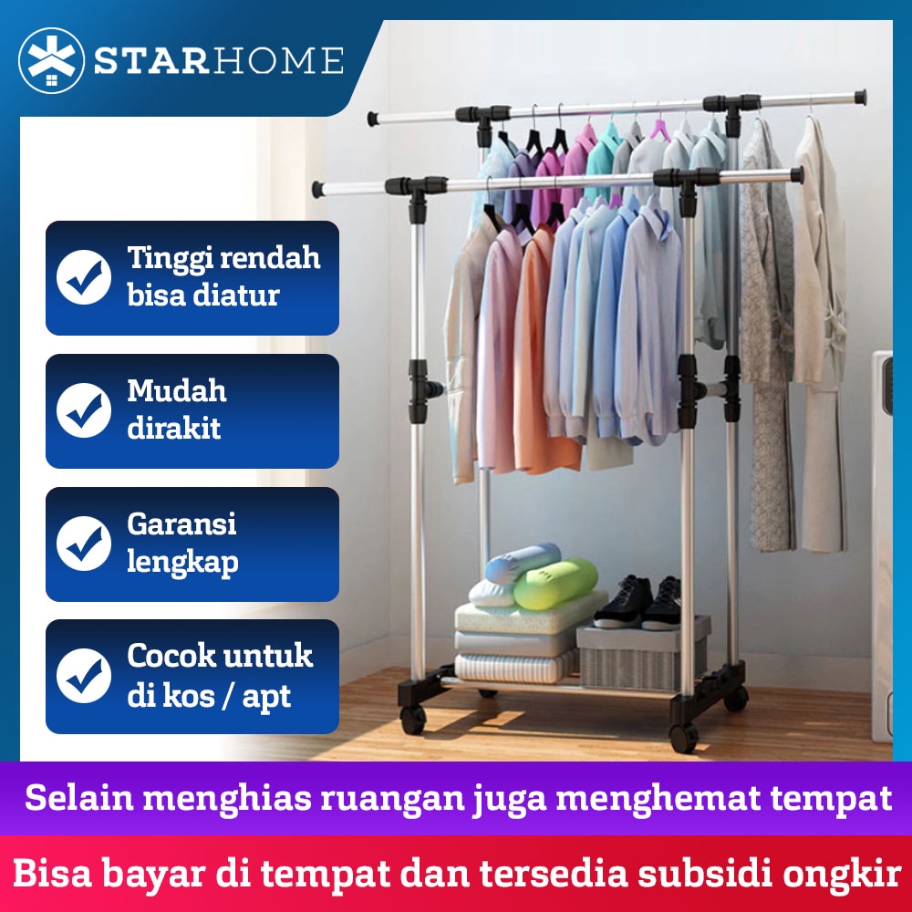 StarHome Jemuran Baju Rak Pakaian Lipat Drying Rack 2 StarHome Jemuran Baju Rak Pakaian Lipat Drying Rack 2