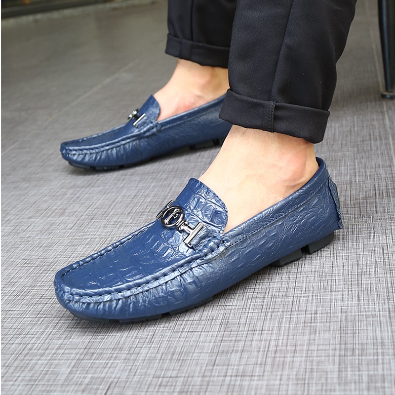 COD Sepatu Pantofel Pria Sepatu Motif Kulit Buaya Formal Pentofel Slop Pria Casual Sepatu Slip On Kerja Kantor 141