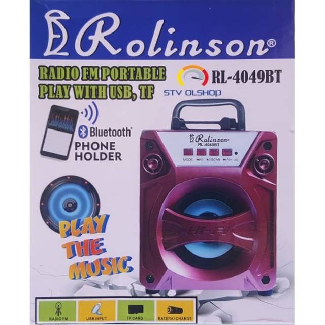 SPEAKER BLUETOOTH ROLINSON BL4049BT SUPER BASS/SALON AKTIF PORTABLE FM RADIO USB SPEAKER WIRELESS