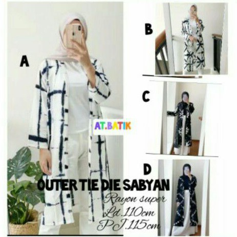 Outer Tiedye Sabyan Shibori Cardigan Midi Lengan Panjang Cantik Fashion Wanita Ecer Grosir Rayon