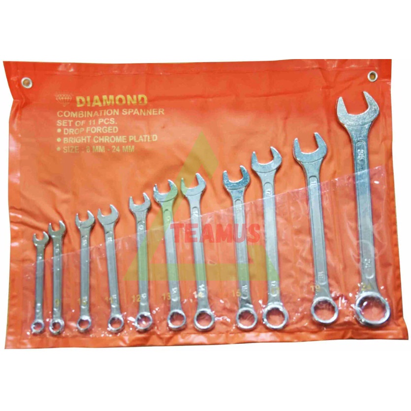 DIAMOND Kunci Ring Pas Set 11 Pcs 8 9 10 11 12 13 14 15 17 19 24 MM