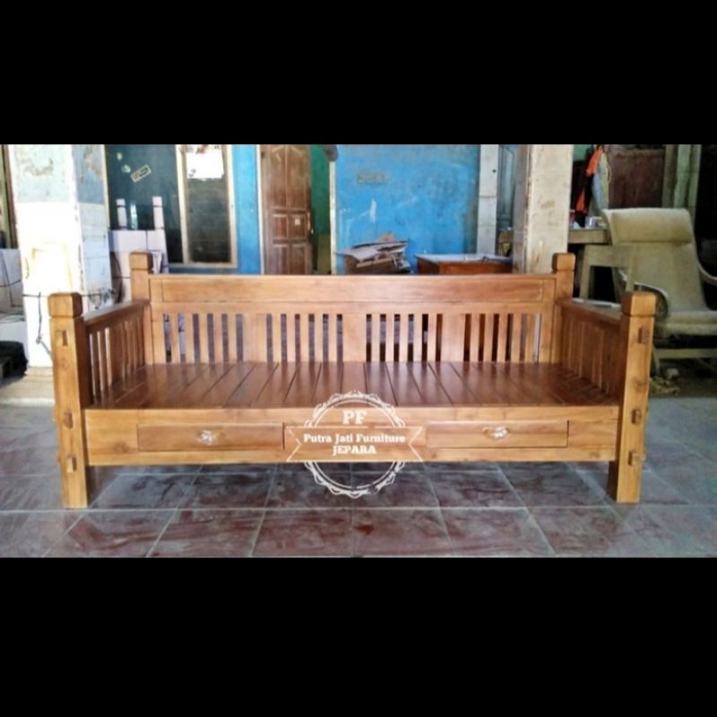 Kursi risban model polos - Kursi bangku bale bale panjang kayu jati