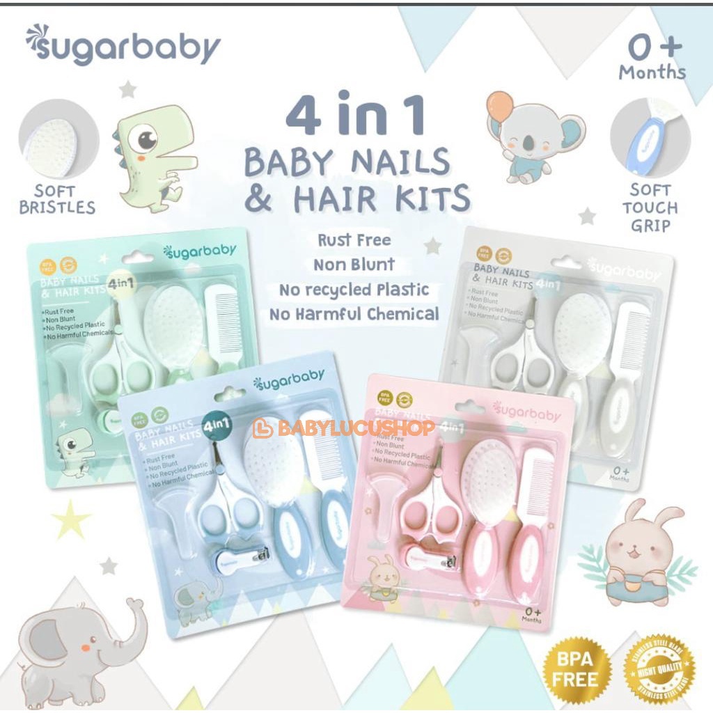 Sugar Baby 4in1 Baby Nail &amp; Hair Kits l Perlengkapan Perawatan  Kuku Dan Rambut Bayi