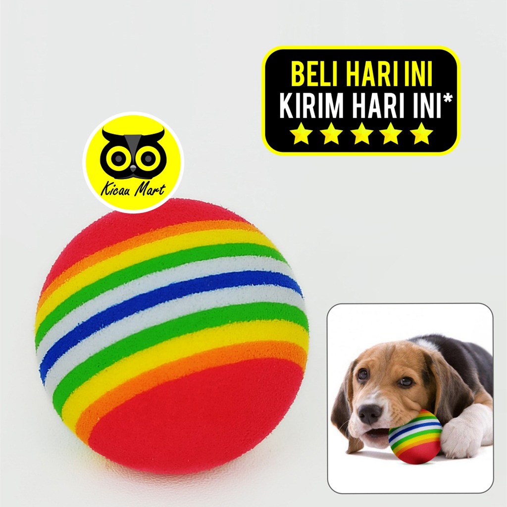 RAINBOW BALL BOLA MAINAN KUCING GIGITAN KUCING ANJING PET CAT DOG CHEW BOLA GIGITAN KITTEN KUCING ANJING BURUNG LOVEBIRD PARROT PARUH BENGKOK NURI PARKIT FALK BLPLG