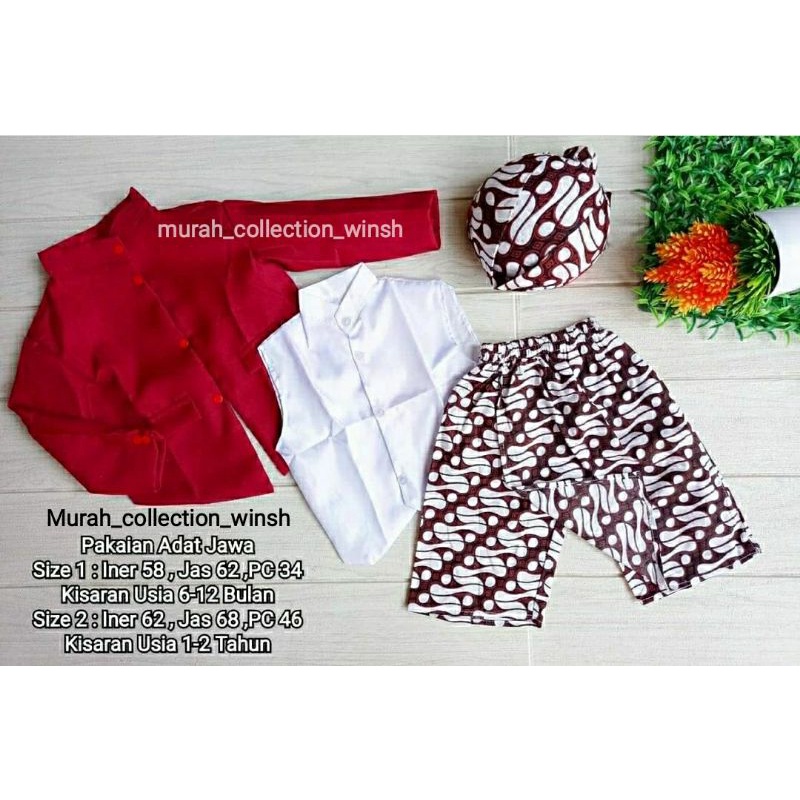 100% REAL PICT Set beskap anak - beskap bayi | Baju adat anak | Baju adat jawa - Tedak siten