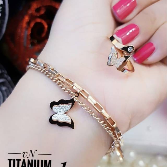 Titanium gelang dan cincin 1121k