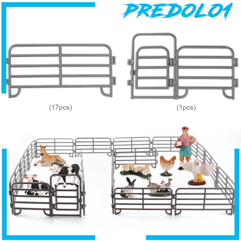 [PREDOLO1] DIY Miniature Corral Fencing Kit Plastic Fence Model Playset 18pcs Style A