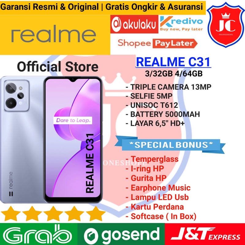 REALME C31 RAM 4/64GB 3/32GB GARANSI RESMI - BONUS