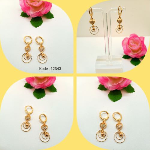 [BAYAR DITEMPAT] P12343  Anting Jurai Lapis Emas Pusat Xuping Jakarta