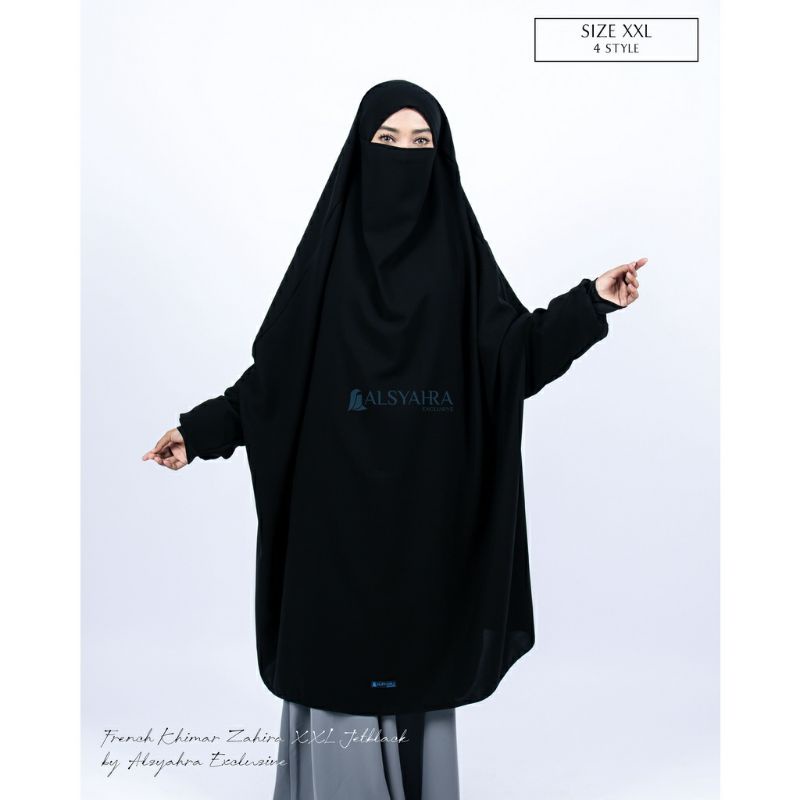 French Khimar Zahira Jetblack Alsyahra Exclusive