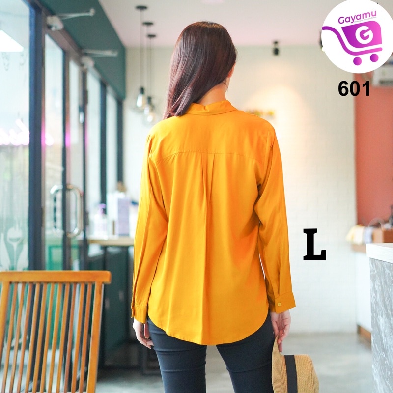 KEMEJA WANITA LENGAN PANJANG SIZE M&L (601)-Mustard L