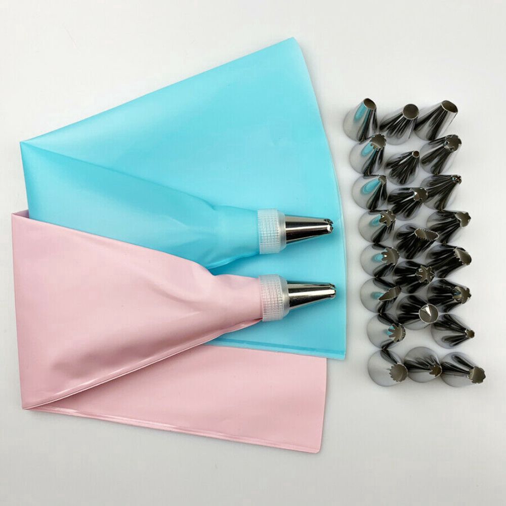 24pcs / Set Spuit Piping Bahan Silikon Untuk Dekorasi Kue DIY