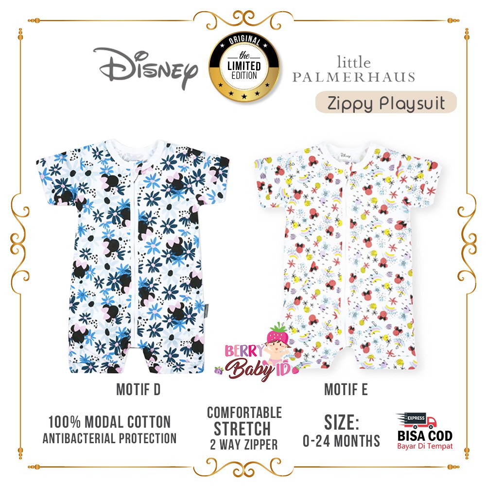 Little Palmerhaus Disney Baby Zippy Playsuit Baju Bayi Premium Katun Berry Mart