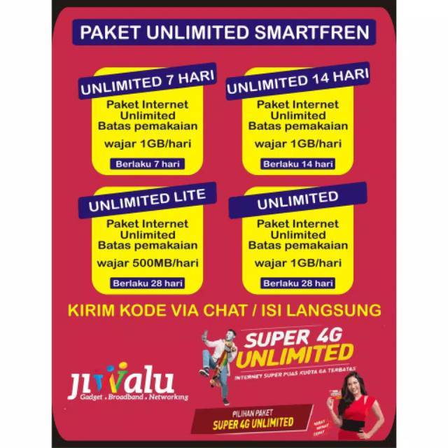 Smartfren Unlimited ( Inject & Kirim Kode Via chat ) | Shopee Indonesia