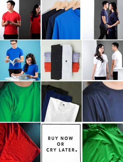 Size XL- Kaos Polos Pria Wanita Kaos Oblong Baju Distro Polos Murah