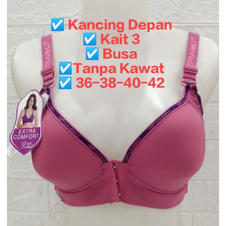 Bra Bh Wanita Kancing Depan Busa Tanpa Kawat PIAOLI ORIGINAL Tali Lebar Kuat Kait 4 Bra Menyusui Bra