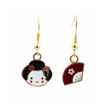 LRC Anting Gantung Fashion Fan Geisha Fan Alloy Drip Earrings K83025