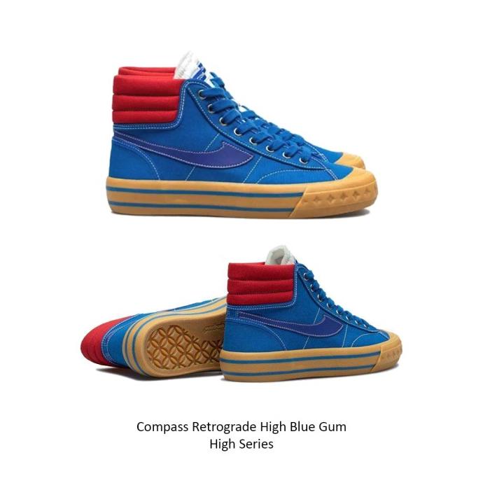 COMPASS RETROGRADE HIGH BLUE GUM ORIGINAL BNIB FULL SET SEPATU PRIA FDF321355E