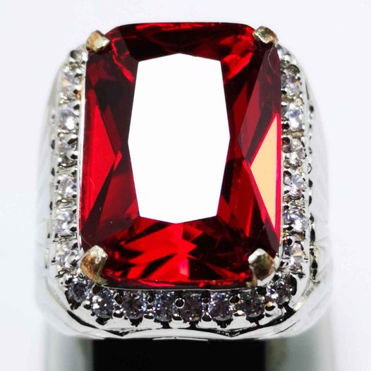 Batu merah siam chatam ring perak bangkok 926 siap pakai