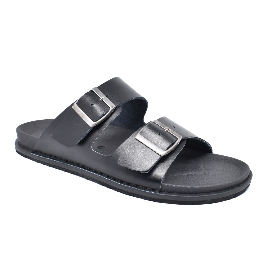 Vs 02 Black | Sandal Strap Simpel Original Pria Cowok Men Sendal Kulit Lokal Ori | FORIND x Volve