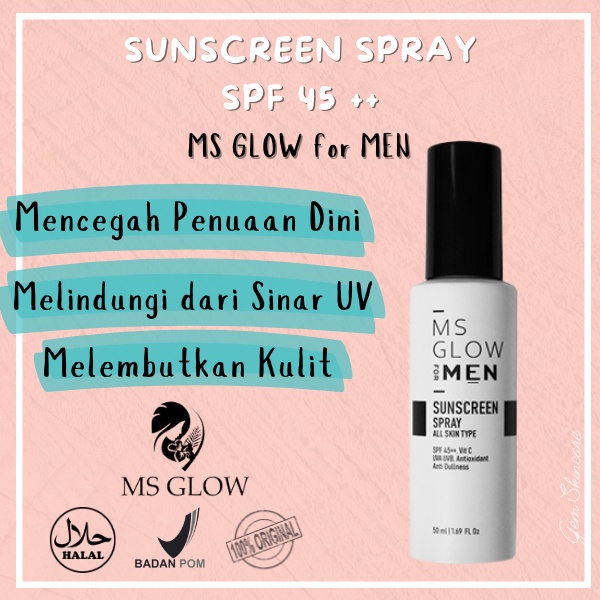 Ms Glow for Men Original Sunscreen Spray Sunblock Perawatan Wajah Pria MS Glow Man Sunscreen Pria MS