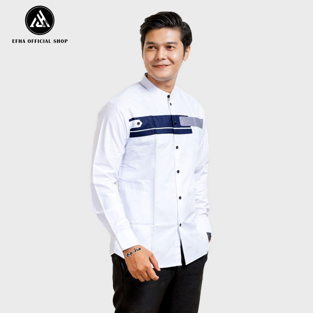 Baju koko pria-Kemeja Koko Lengan Panjang Motif Polos Bahan Toyobo Size M L XL XXL XXXL