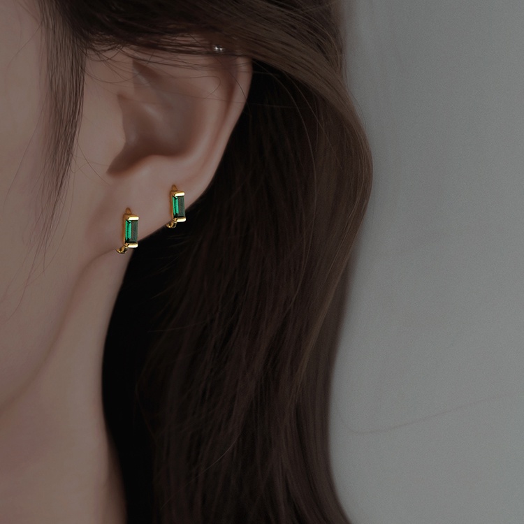 Anting Tusuk Sterling Silver 925 Desain Bunga Hijau Untuk Wanita