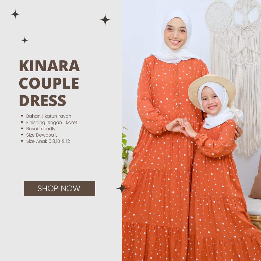 Gamis Couple Mom and Kids Polkadot Homey Dress Dewasa Gamis Anak Polka Kinara Bahan Katun Rayon premium Nyaman Dipakai | Bisa Cod