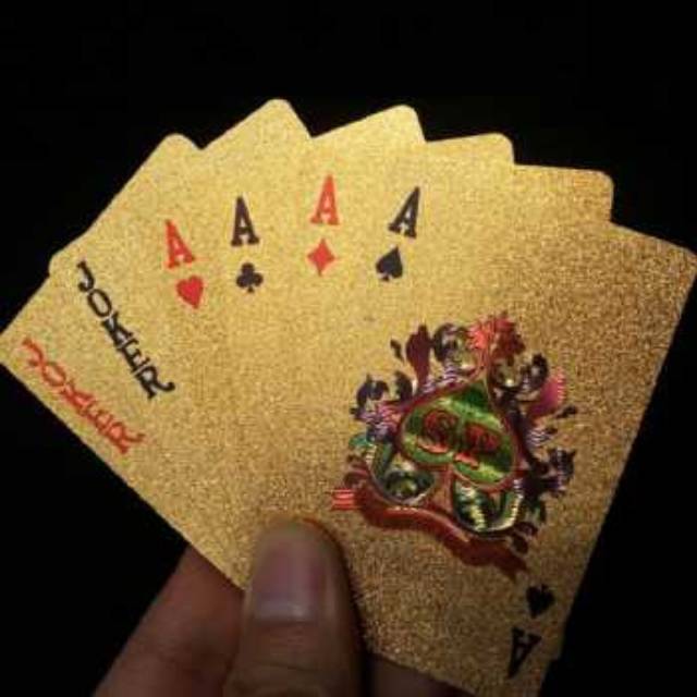  Kartu  Remi  Poker Gold Foil Card Main Seru Game Unik Trendi 