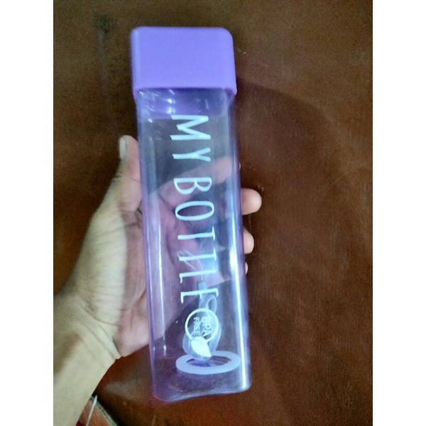 tumbler kaca beling,my botol kotak bahan plastik+sablon