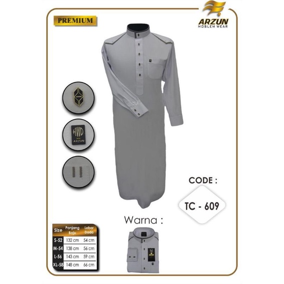 Gamis Pria Moderen Arzun Premium Warna Putih Jubah Gamis Pria Model Terbaru, Koko Gamis Putih Pria T