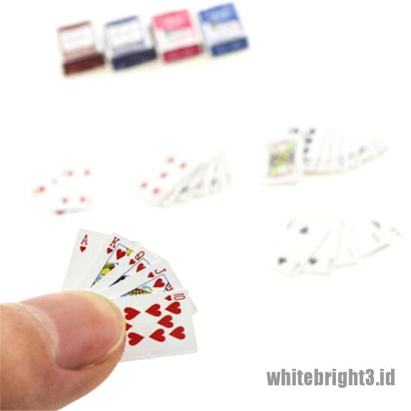 (white3) 1 Set Miniatur Kartu Poker Skala 1: 6 / 1: 12 Untuk Aksesoris Rumah Boneka