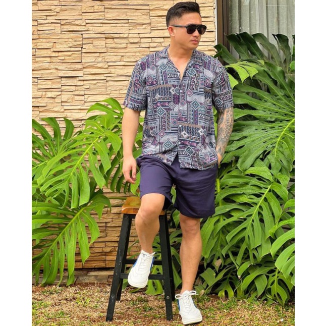 Setelan Piyama Tiedye Pria Baju Tidur Santai Pria Kemeja Satu Set Kemeja Tiedye Pendek Pria