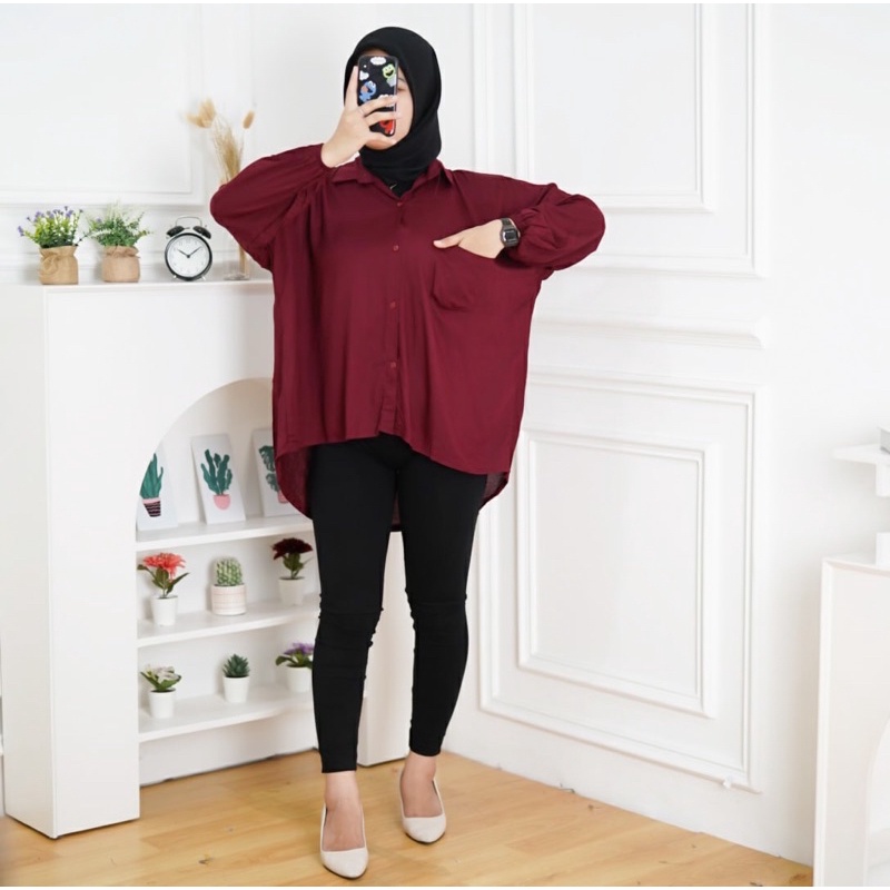 GFS HANNA SHIRT KEMEJA RAYON OVERSIZE JUMBO