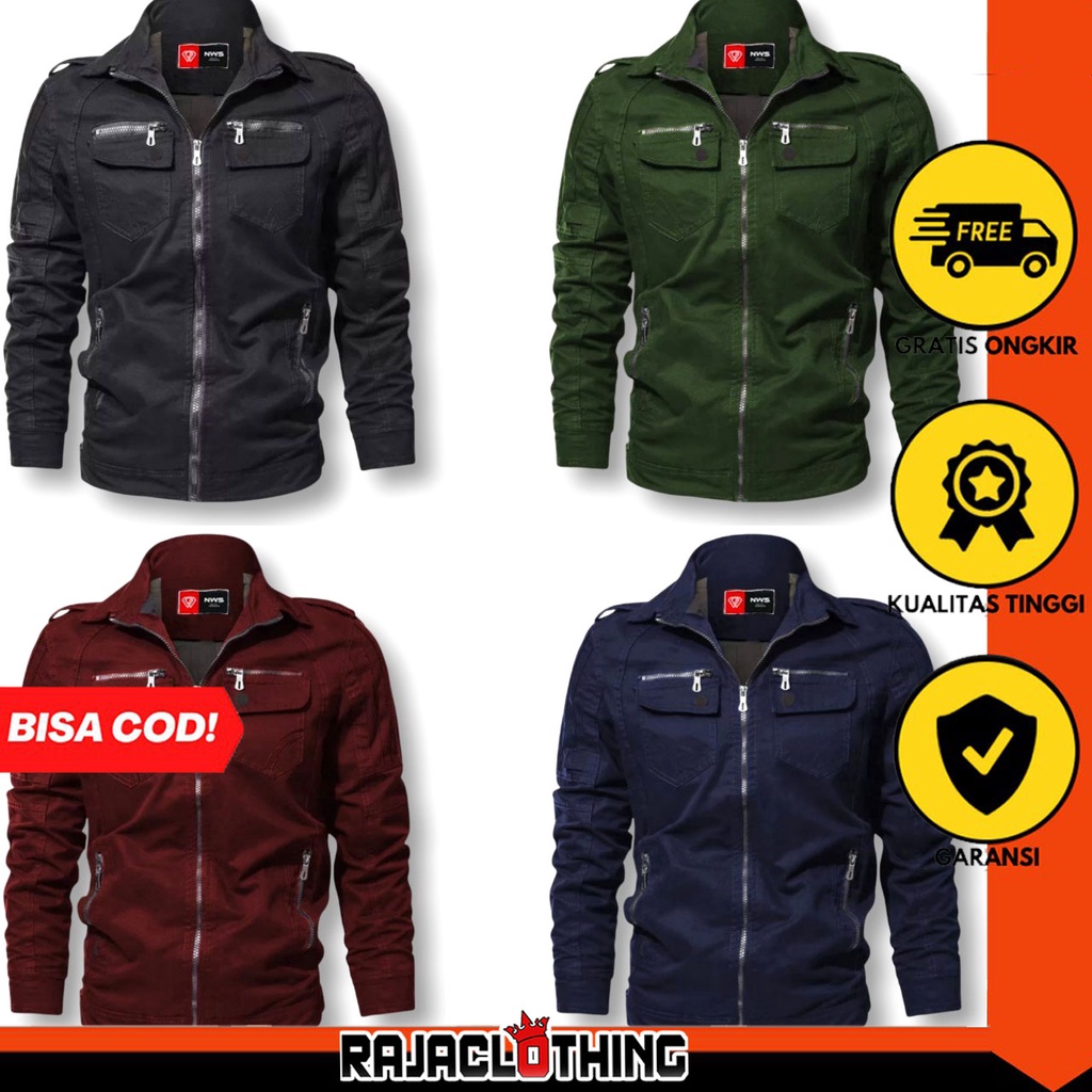 RCL - Jaket Bomber Pria Klasik Canvas Premium Terbaru / Jaket Bomber Pria Klasik Terbaru Original NWS Size M L XL