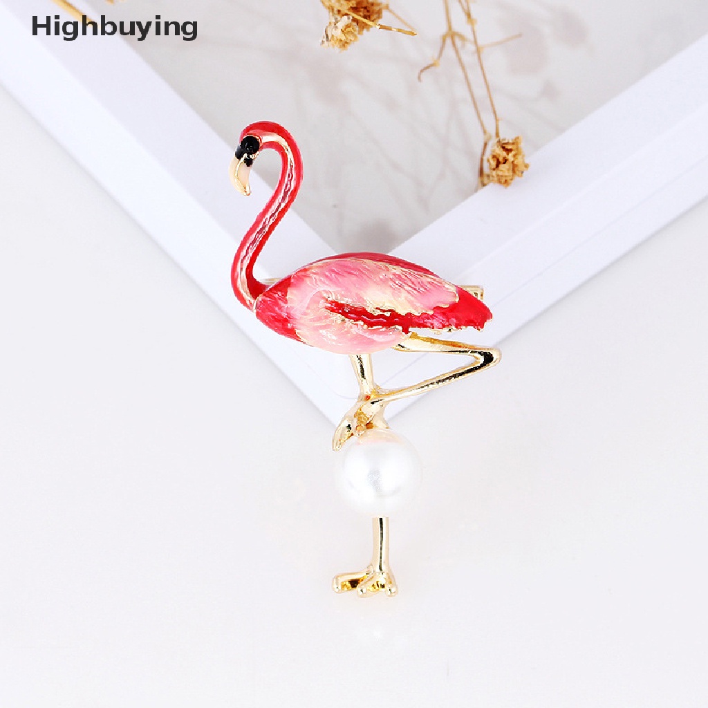 Hbid Bros Pin Enamel Desain Burung Flamingo Lucu Untuk Pria / Wanita