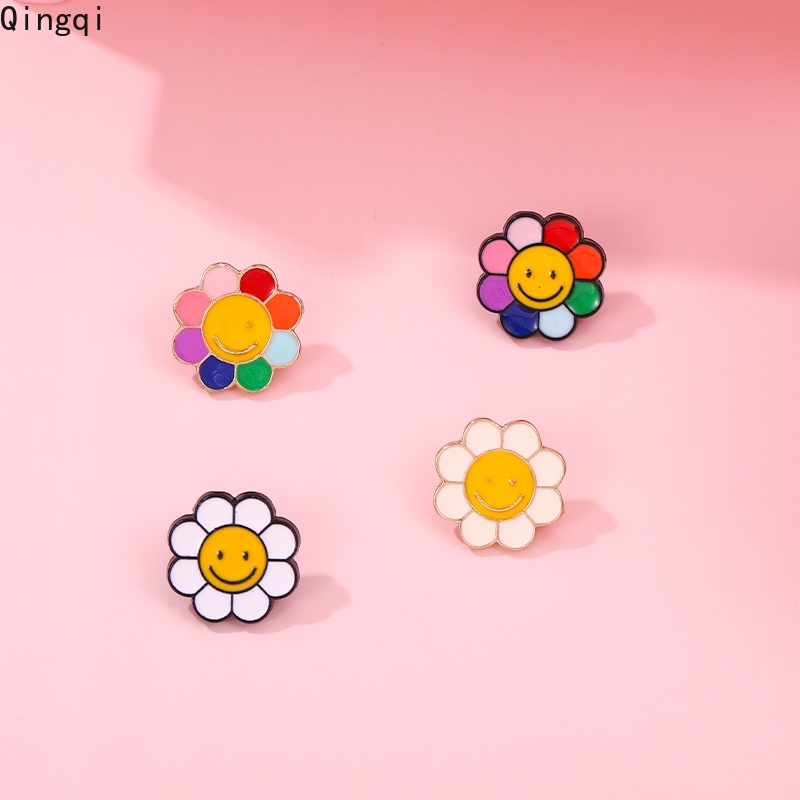 Bros Pin Enamel Bentuk Bunga Daisy Mini Warna Pelangi Untuk Anak