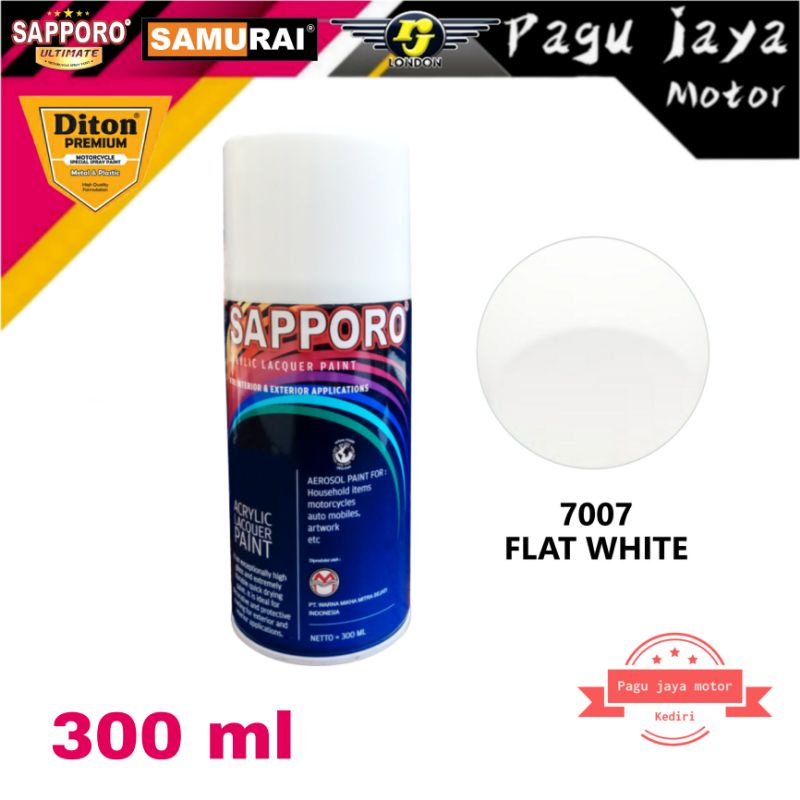 sapporo cat semprot flat white putih doff 300ml spray paint