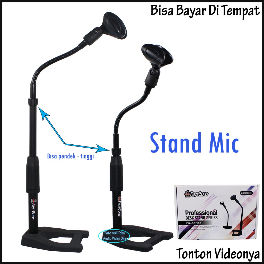 Stand Mic Holder Meja Firstclass PC-series Desk Stand Microphone Bodi Besi Elastis