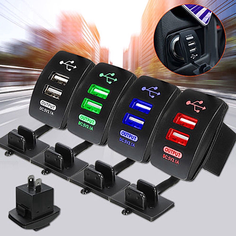 3.1A Dual USB Socket 12V 24V Charger Adapter Waterproof LED