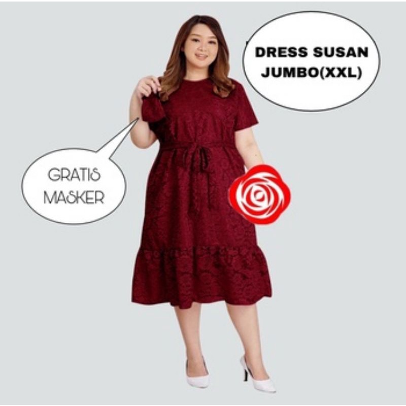 Baju Dress Brukat Jumbo Wanita Casual Adem Mewah Pesta Kondangan Trandy Model Terbaru 2022 Dress Gau