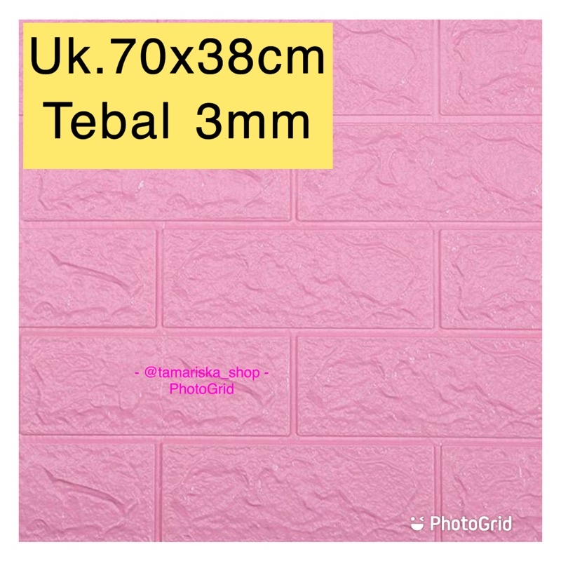 COD FOAM WALLPAPER DINDING 3D / WALL FOAM / BRICK FOAM BATU BATA MURAH-Pink 3mm(70x38cm)